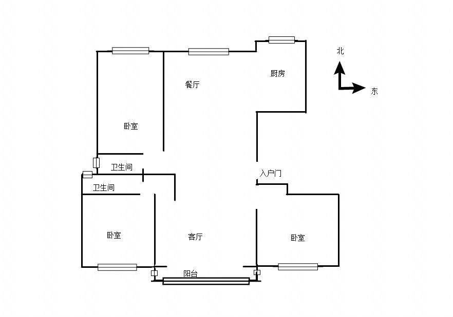 中央鸿府户型图三室两厅134.5平方